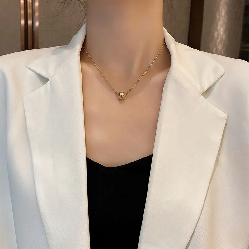 Simple Fashion Gold Round Bead Clavicle 