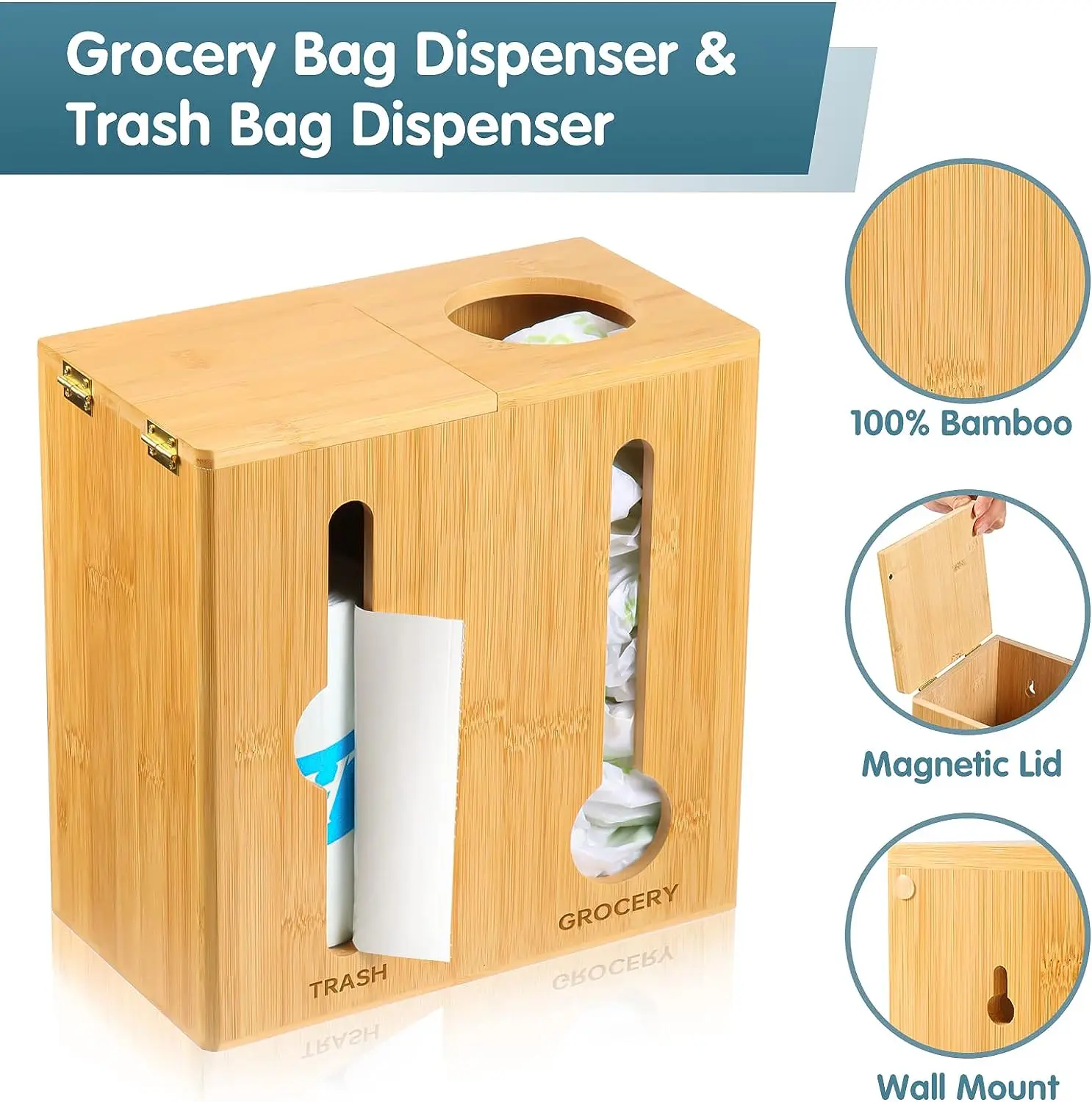 Grocery Bag Holder Trash Bag Dispenser 2 In 1 Plastic Bag Holders For Grocery Under Sink