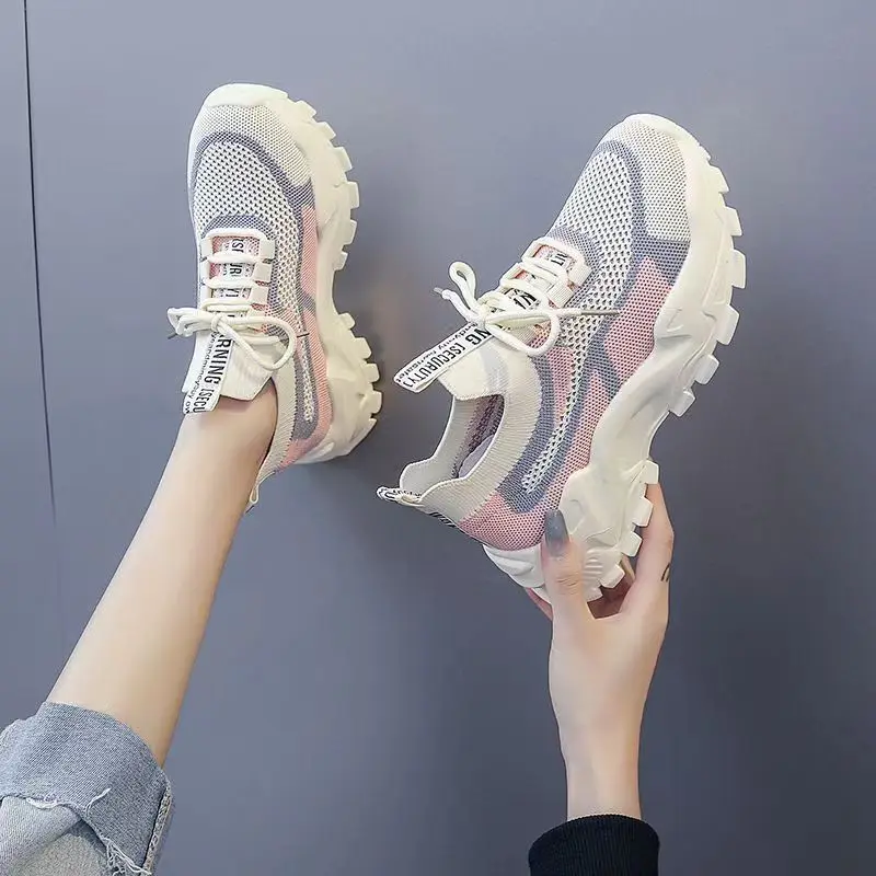 Hongyan New Korean Casual Women's Shoes Daddy Shoes Flying Mesh Surface Breathable Sport