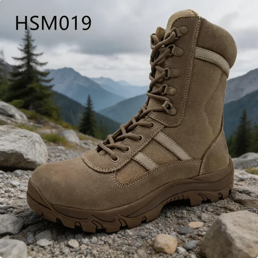 ZYF,Emergency Drill Anti-tear Natural Suede Leather Desert Boots Nigh Patrol High-Visibility Design Marching Boots HSM019