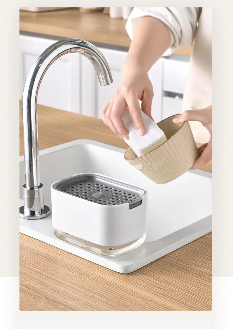 Press soap dispenser Kitchen sink Dishwashing liquid manual outlet box press extractor Dishwashing brush sponge soap box supplier