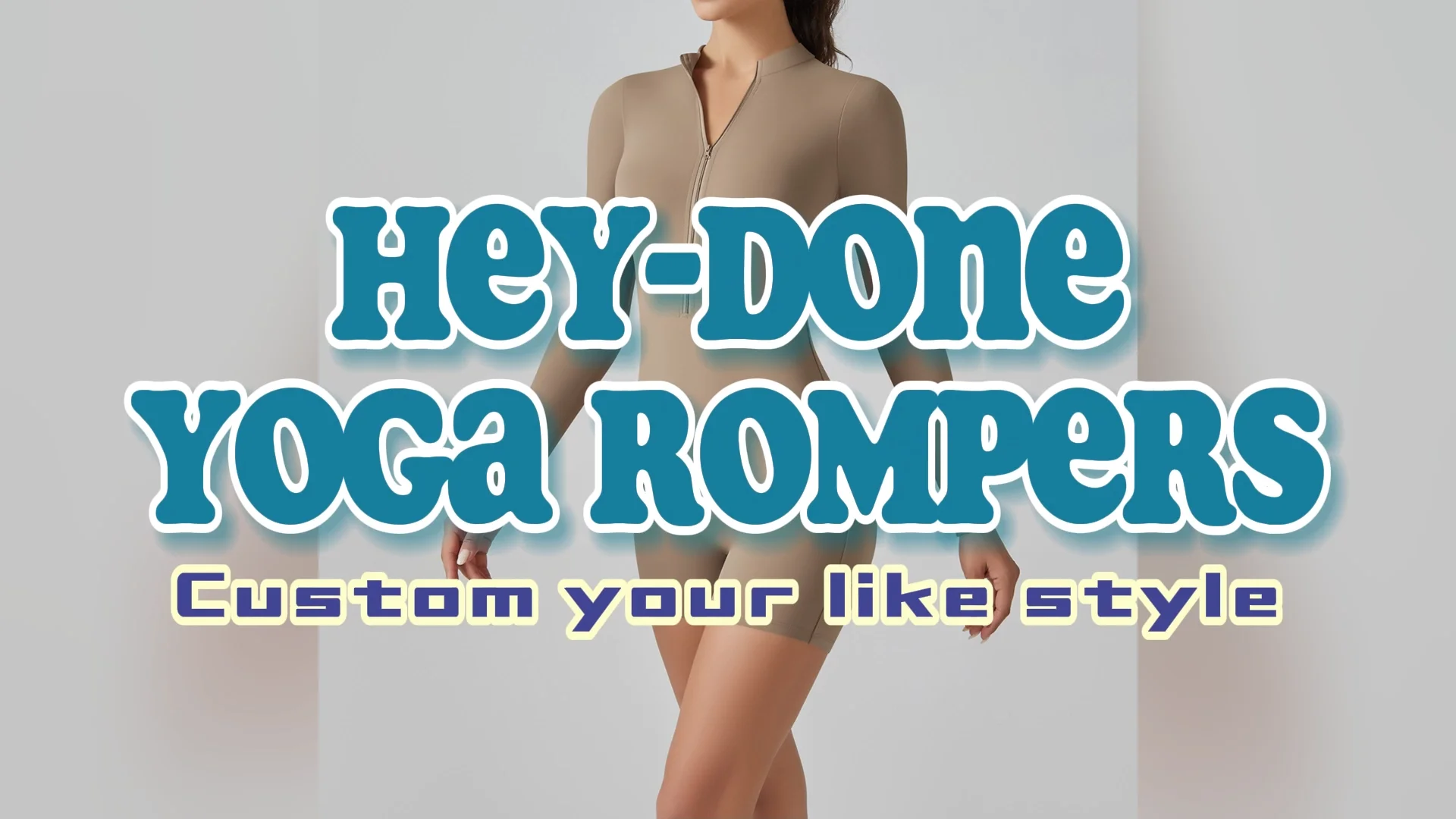 Heydone Custom Workout Romper Scrunch Butt Long Sleeve Jumpsuit Zip Up