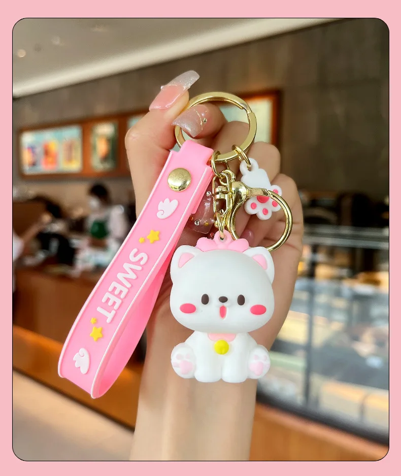 New Design 3d Pvc Kawaii Cute Cartoon Doll Keyring Custom Key Chain ...