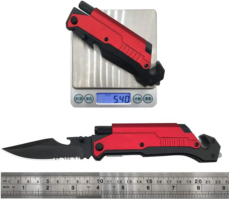 Multi Functions Flint Lighter Clip Torch Cutter Bottle Opener Survival Knife