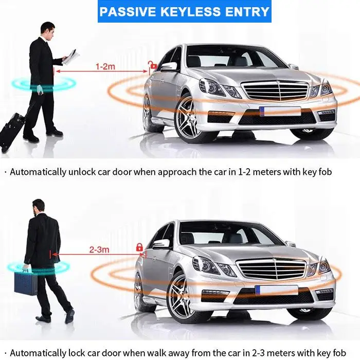 PKE Remote Control Car Alarm System Keyless Entry Push Button and Ignition Button /push One Button a Key to Start Engine Start