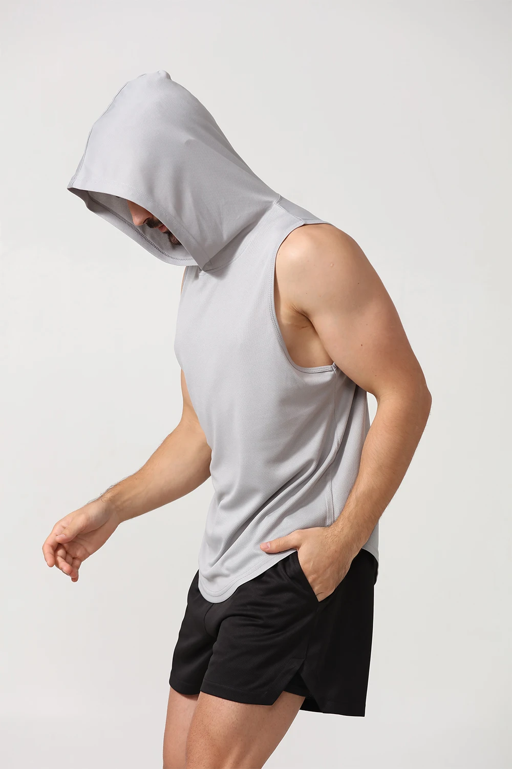 Men's Streetwear Workout Hooded Tank Tops Sports Body Building Stringer ...