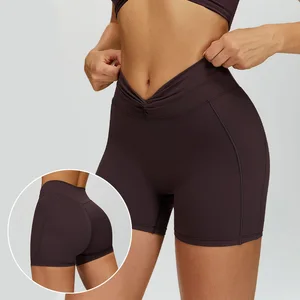 Roregal Fitness Gym Wear Clothes Cross Twisted Waist Yoga Pants Leggings Breathable Gym Yoga Training Sports Short