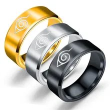 Japanese and Korean Jewelry Anime Peripheral Naruto Ring Stainless Steel Jewelry Titanium Steel Jewelry Men's Ring Lettering