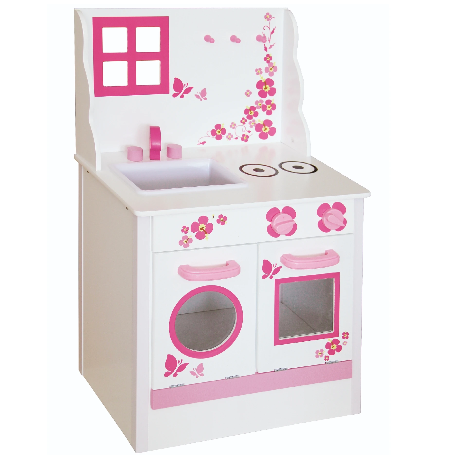 Kids Wooden Kitchen Toy, Children Pretend Wooden Kitchen Toy Set for Kids