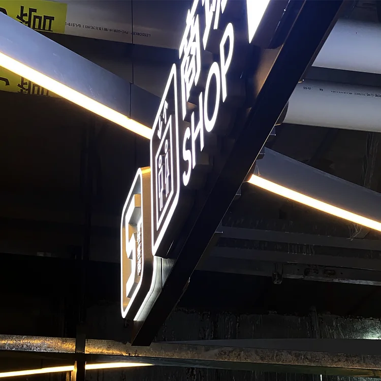 Деловой светодиодный рекламный знак уличный металлический с подсветкой