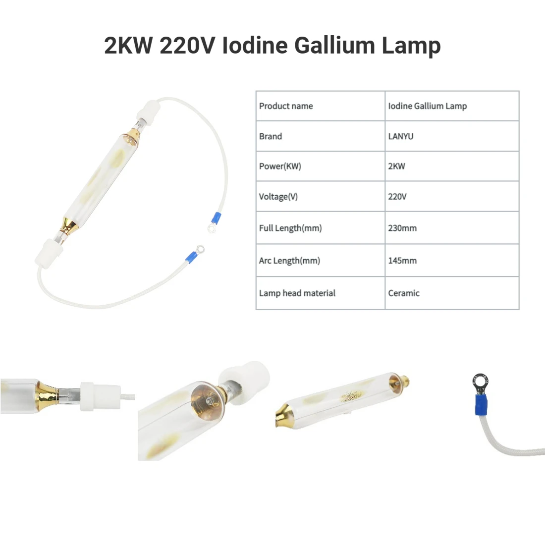 2kw Iodine Gallium Lamp Uv Curing Lamps For Plate Making Ps Plate