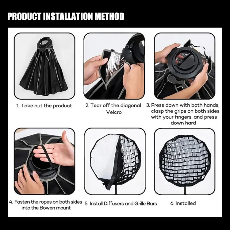 ZSYB 90cm Photography Softbox Lighting Video Photp Lighting Softbox Kit Diffuser for Studio