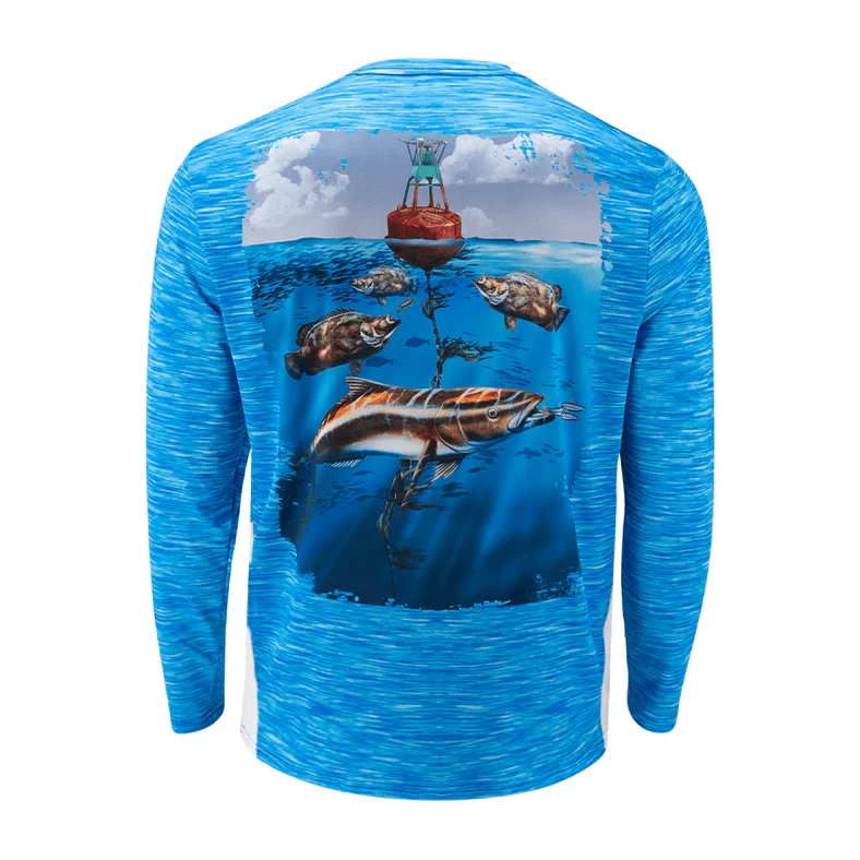 Custom Logo Back Pattern Design Dye Sublimated Stay Cool Versatile Stylish Long Sleeve Fishing T Shirt