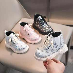 Wholesale Warm Zipper Girls Beautiful Shoes Fashion Princess Kids Winter Footwear and Boots New Styles Casual Baby Walking Shoes