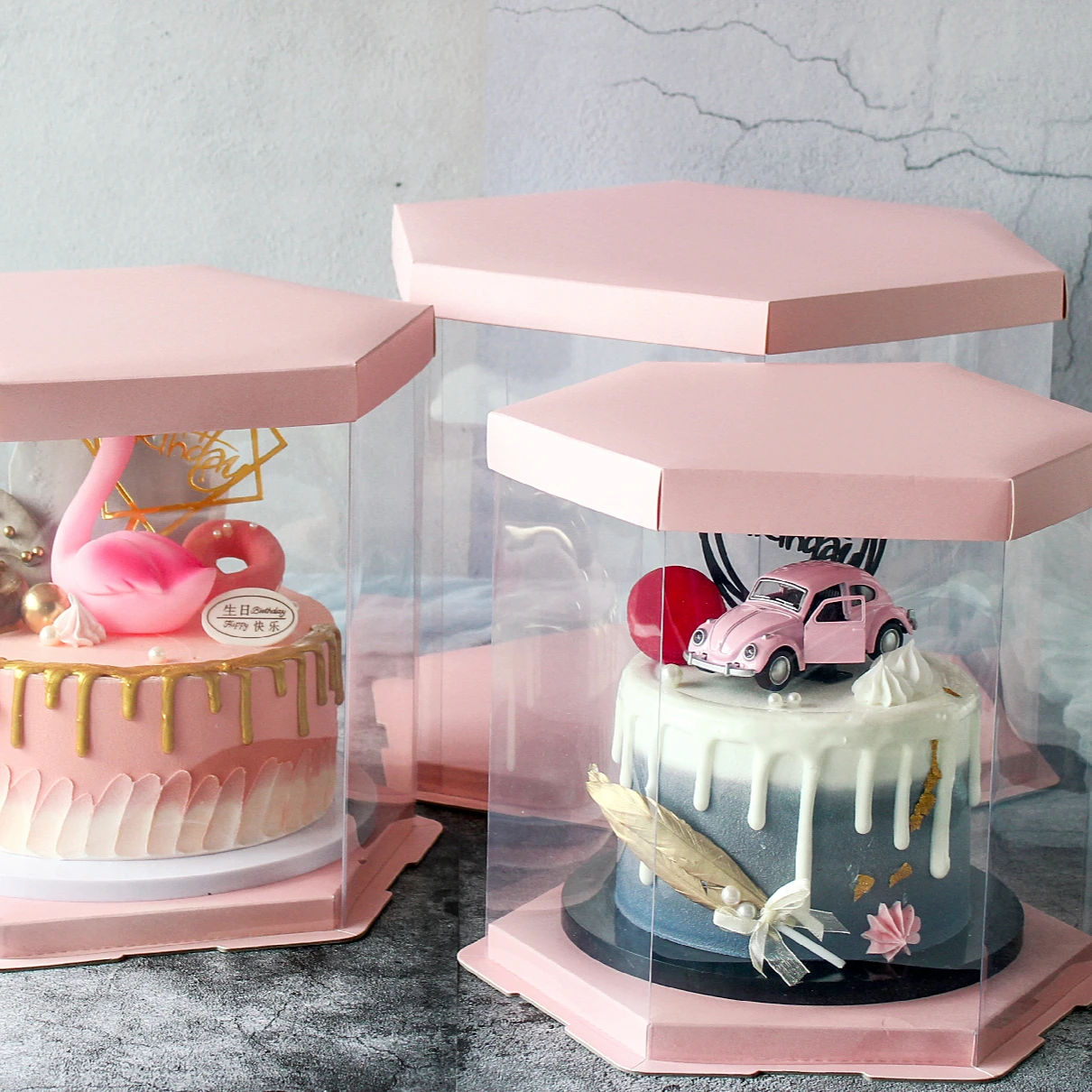 BAKEST Custom Luxury White Clear Square Cake Box PET PVC Wedding Birthday Party Gift Box