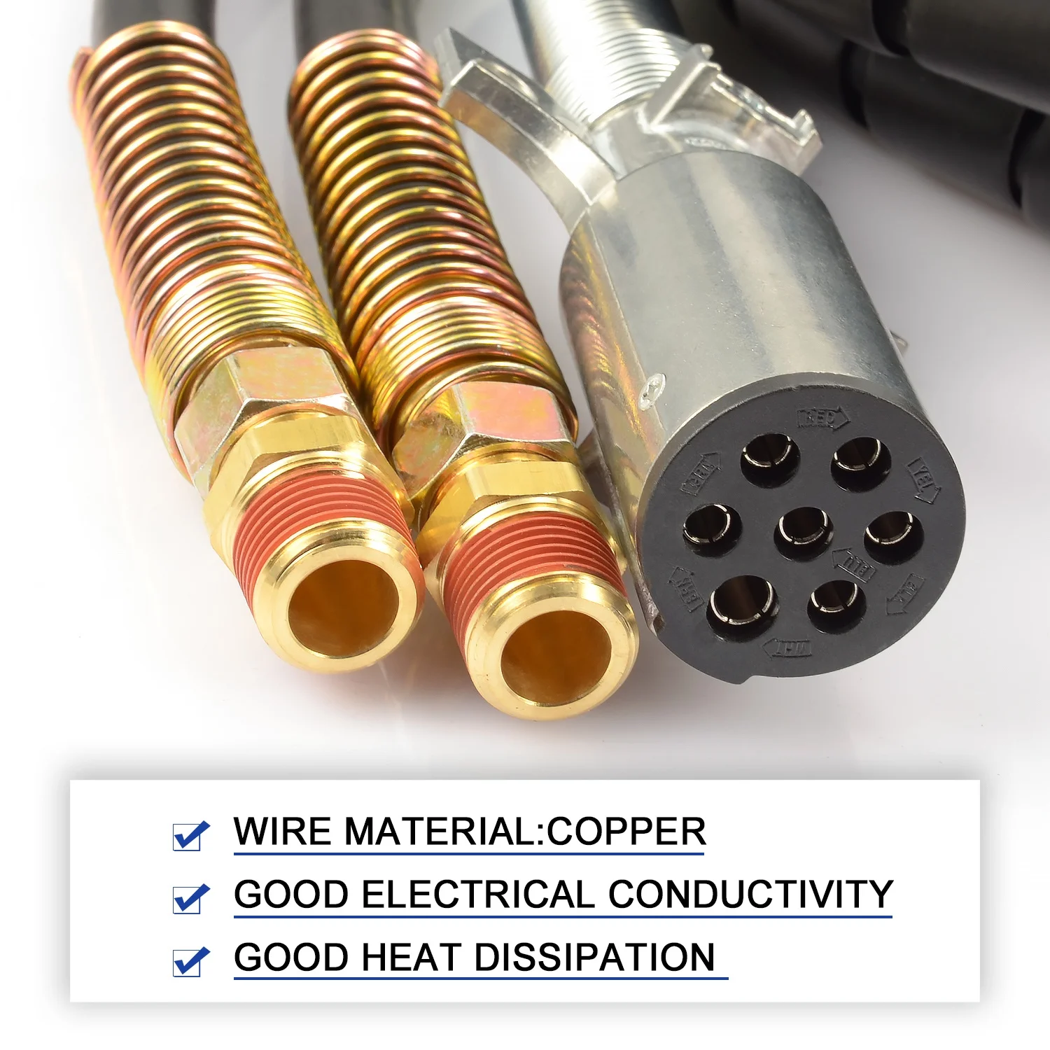 12 Ft Trailer Connector Coil Cable 3 In 1 Truck Hose Spiral Abs 12 ft trailer connector coil cable 3 in 1 truck hose spiral abs