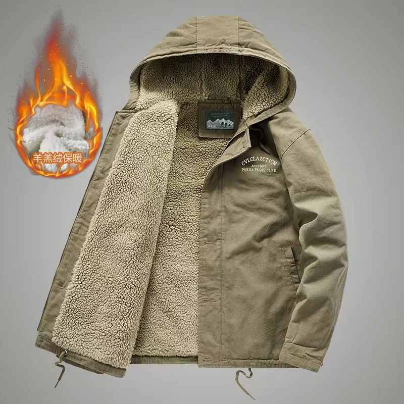 Ready to Ship Custom DenimHoodie Jacket Outdoor Fleece Lined Jacket Warm Man Jacket Winter