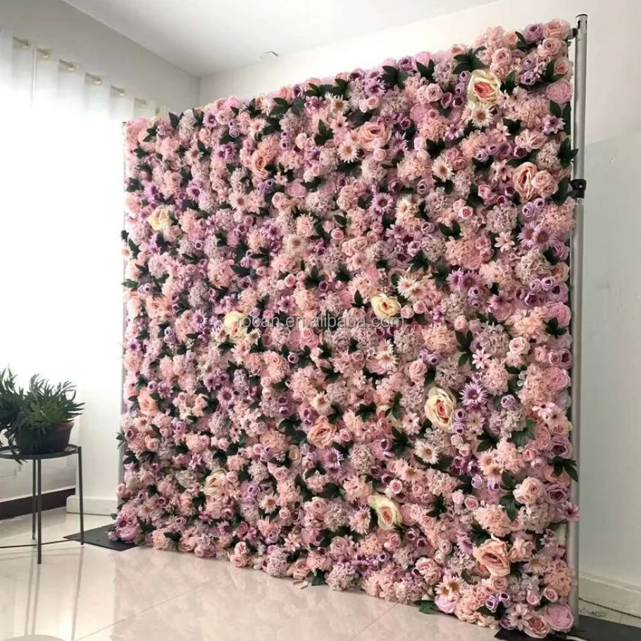 Artificial Flower Wall Panel Purple Pink White Hydrangea Rose Flower
