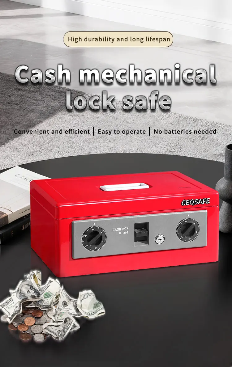 CEQSAFE Small Coin Box Cash Box Money Safe with Key Lock Money Cash Storage Box supplier