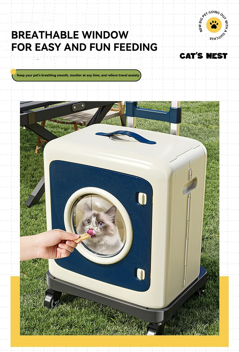 product pet stroller with storage bag foldable travel carrier for cats dogs large capacity portable pet cage with wheels-5