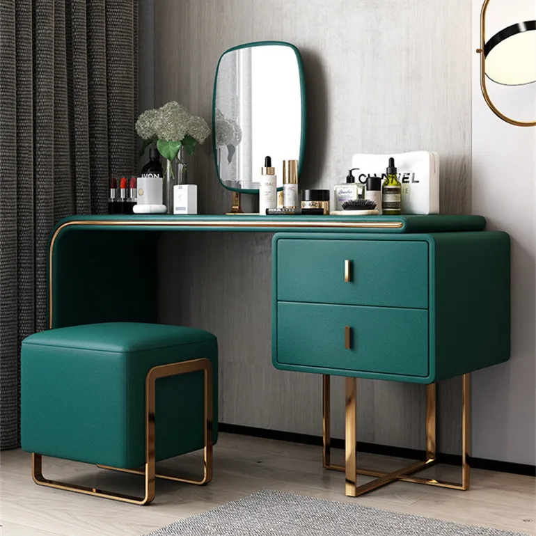 Leather Mercury High-Definition Mirror - Modern Makeup Dressing Table