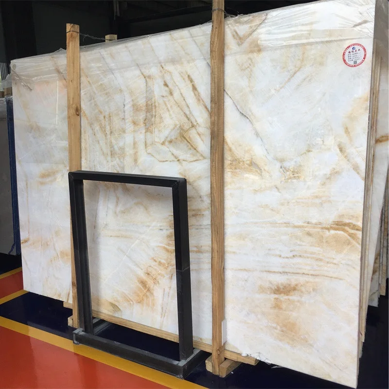 product high quality lemon yellow and white marble slab slabs tiles onyx-2