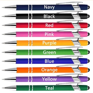 Business School Personalized 2-1 Mobile Touch Promotional Metal Custom Stylus Ballpoint Pen with Custom Logo Printed