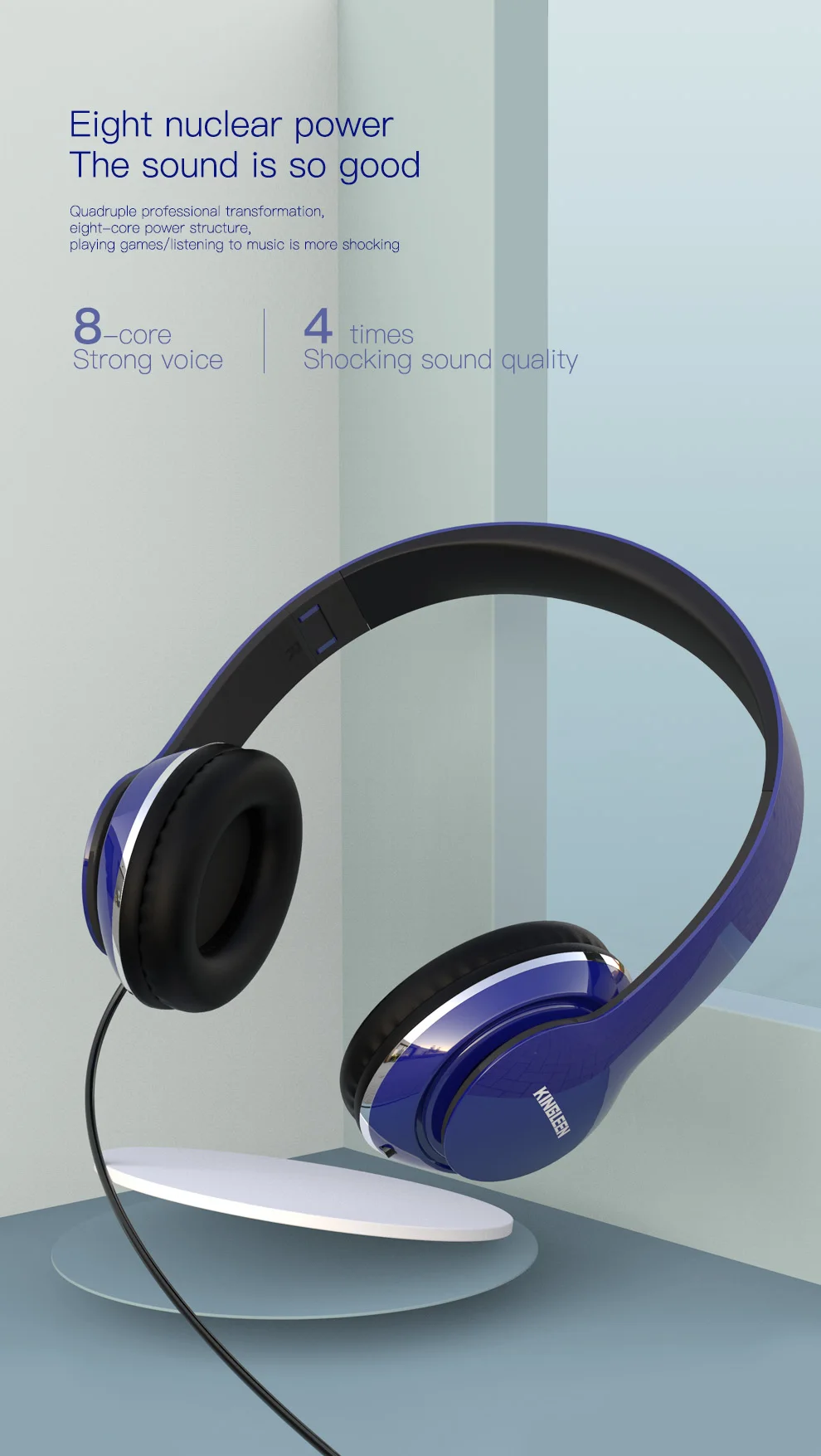 KINGLEEN  hot selling i3 Wired Headphone 3.5mm AUX Wired Gaming Headset Stereo Headphone Cheap Price blue Game Earphone