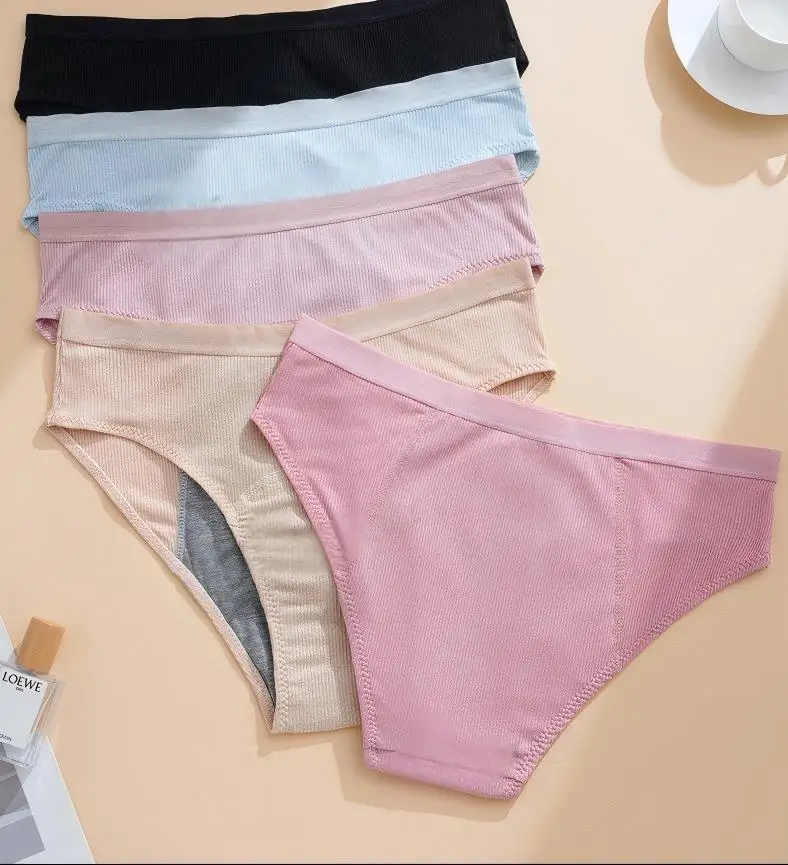 Striped Teen 3-Layer Period Brief construction and fit reference