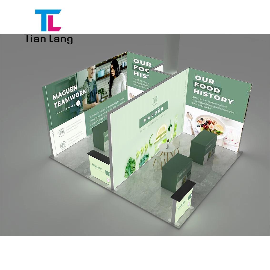 TianLang Самостоятелно Стоящ Алуминиев Голям Размер Стенни Панели Изложби Галерия Seg Световна Кутия Рекламна Световна Кутия