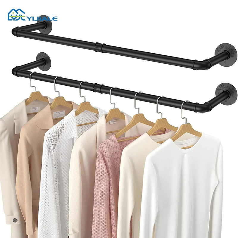 YIJIALE Black Metal Clothes Racks Stand Industrial Garment Rack