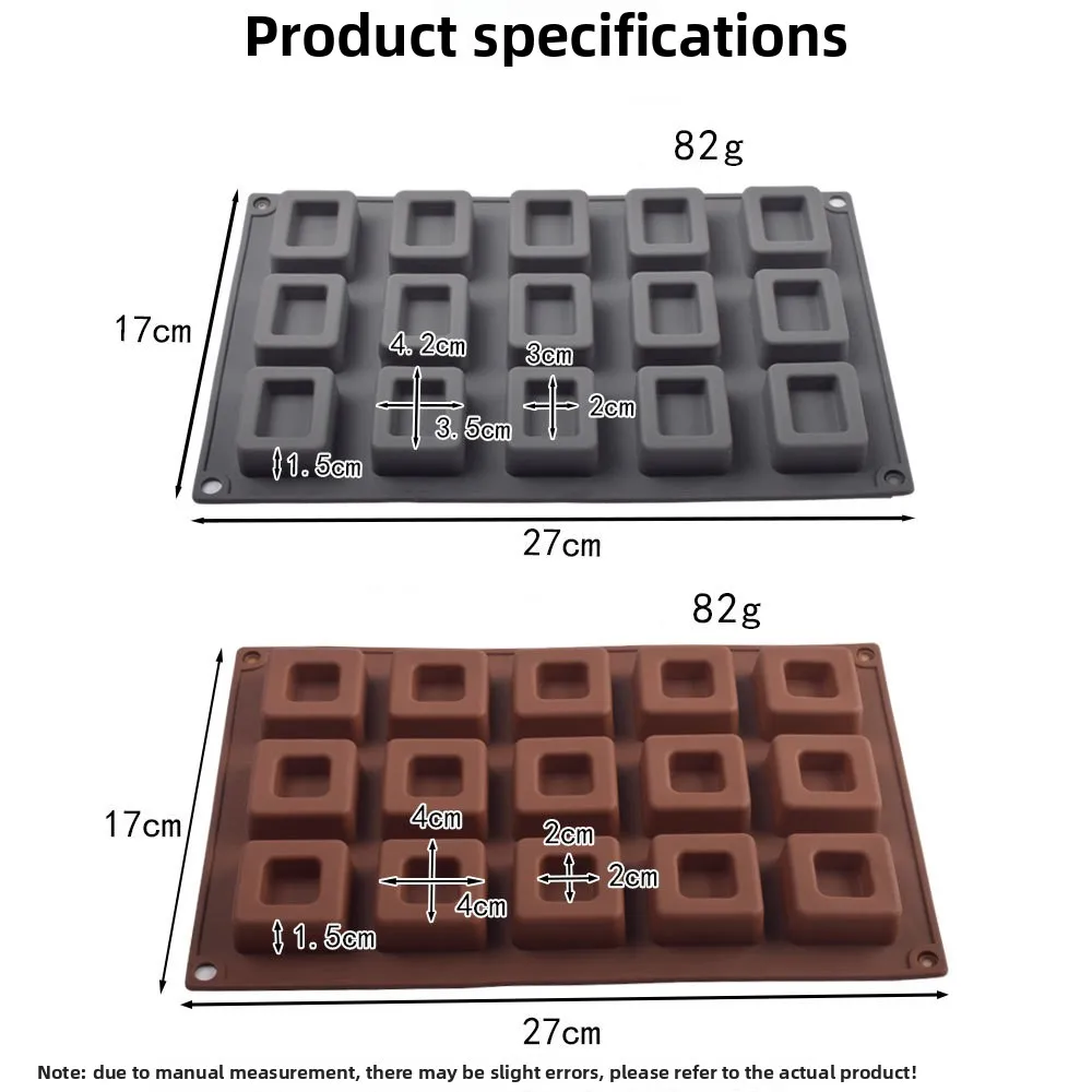 15-Grid Square Silicone Oven Mold for Cake Cookie Chocolate & Candy Baking High Temperature Resistant DIY Baking Tools manufacture