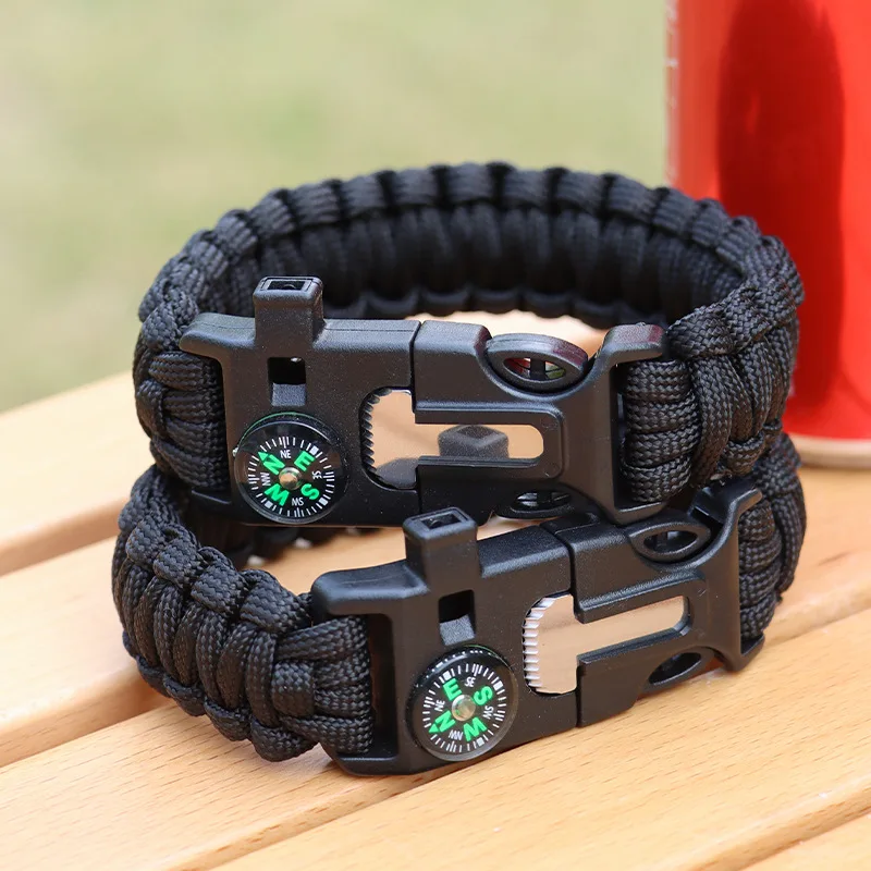 Camping Hiking Products Fire Starter Loud Whistle Paracord Bracelet ...