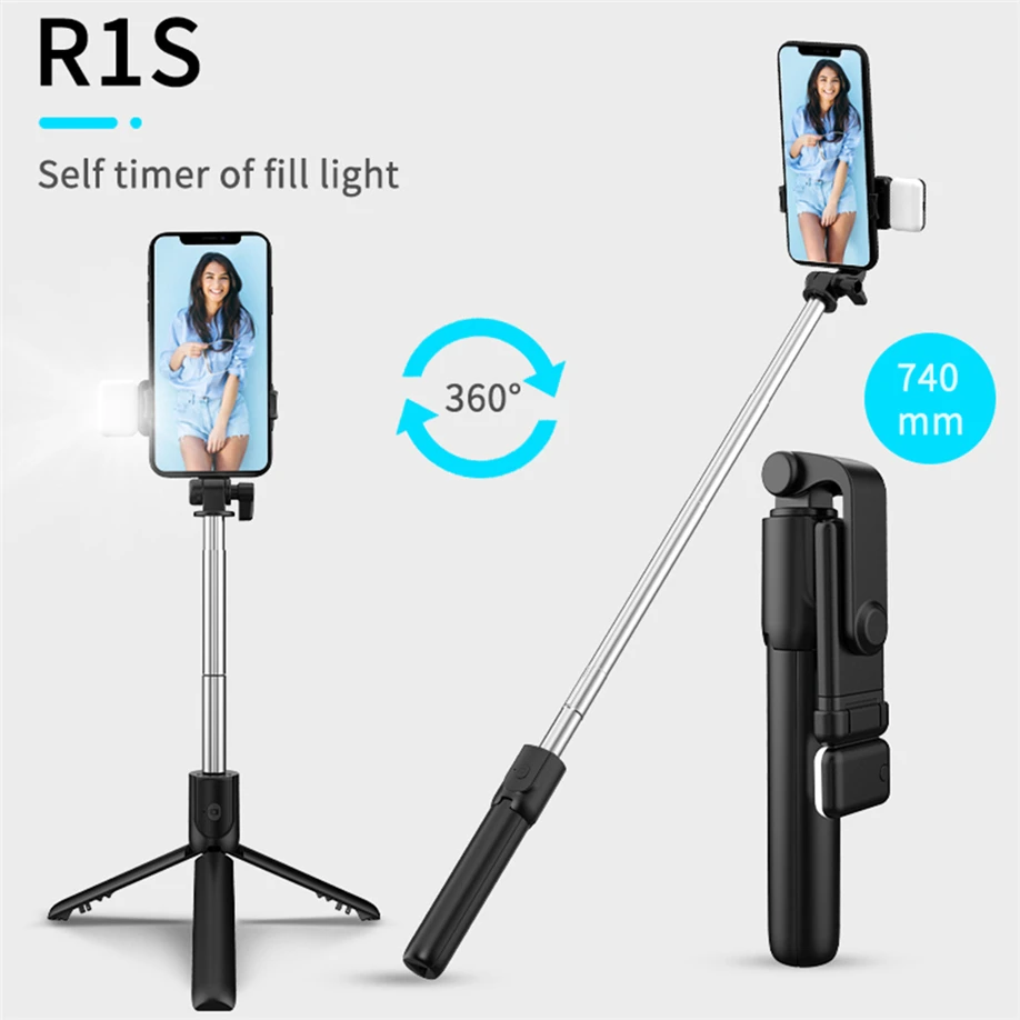 Elk jaar Slaapkamer beneden Source R1 R1S Bluetooth Wireless Remote Selfie Stick LED Flash light 3 in 1  Extendable Foldable Handheld Monopod Tripod Stand Holder on m.alibaba.com