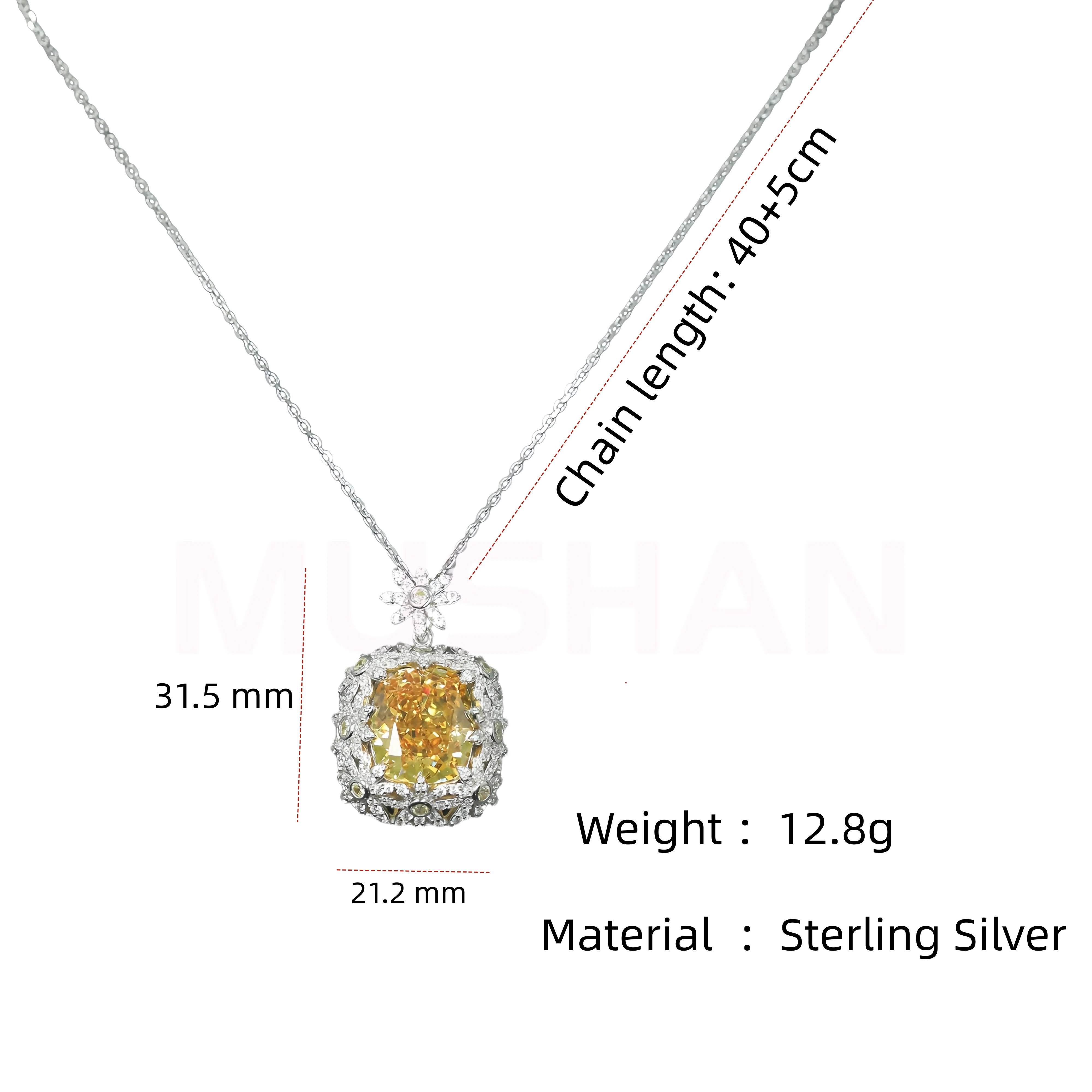 MUSHAN Jewelry Factory Little Daisy Yellow High Carbon Diamond Flower Pendant Necklace Woman Luxury Jewelry 925 Silver Necklaces