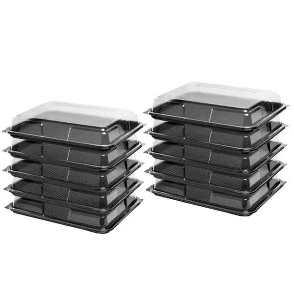 Catering Buffet Tray Cake Platter Packaging Disposable Plastic Sandwich Platter Catering Tray With Dome Lid