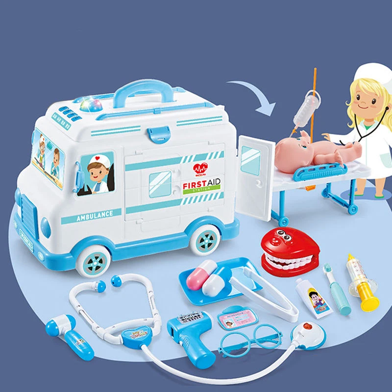 Интерактивная медицинская игрушка для ролевых игр электрическая звуковая лампа детская машина скорой помощи набор