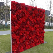 Decorative flower wall artificial red silk rose pure red festive style for wedding decoration