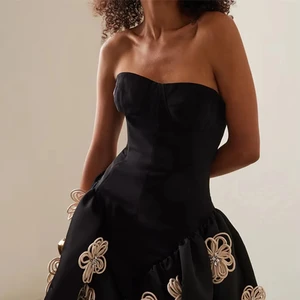 Boutique Wholesale Black Short Party Evening Dresses 2024 New Socialite Elegant Fashion 3D Flowers Sexy Women's Dresses