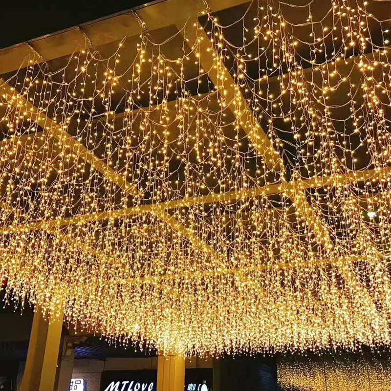 LED Starry Waterfall Waterproof Curtain Color String Light Shopping Mall Outdoor Engineering Decorative Light