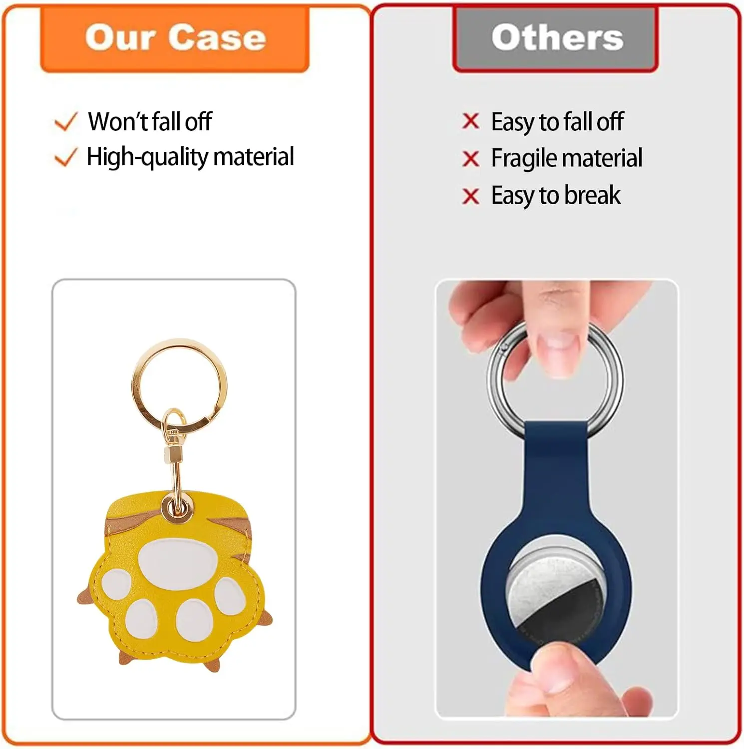 Paws Wholesale Secure Custom Protective Anti-Scratch GPS Tracker Case Leather air Tag Coin Holder Keychain With Key Ring