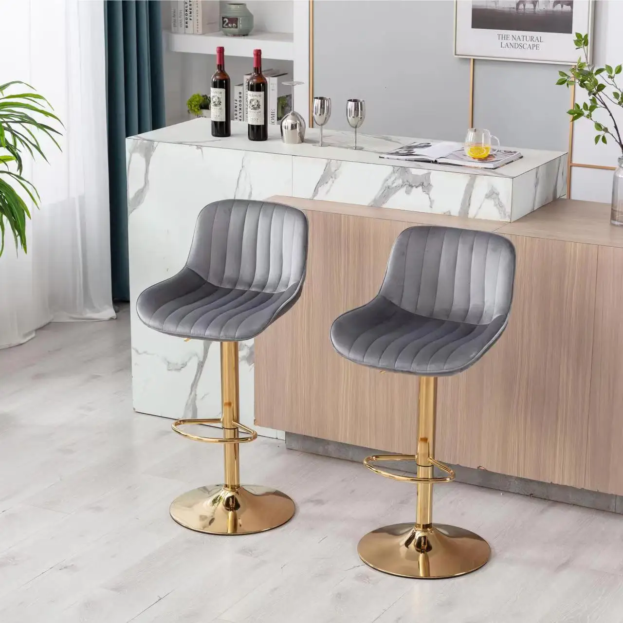 Modern Factory Produces Gray Velvet Cushioned Electroplated Foot