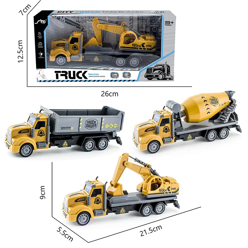 Hot Sale 1:48 Construction Vehicle Toys Dump Truck Mixer Excavator Toys  Trucks Pull Back Engineering Cars for Kids