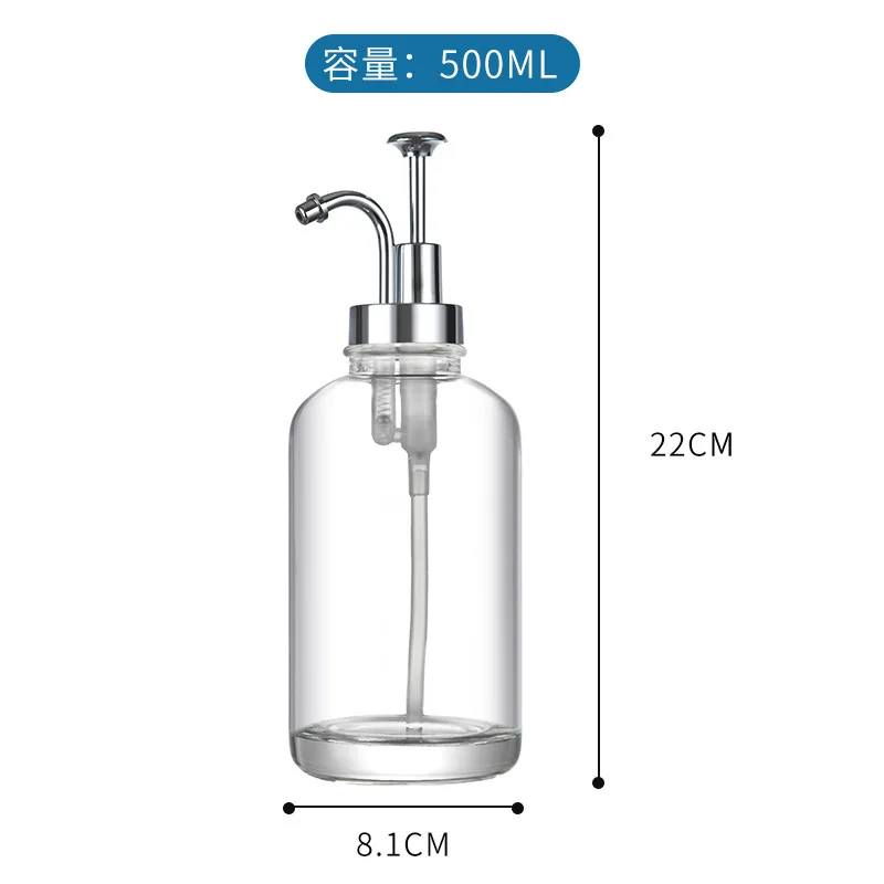 300ml 500lm Premium Liquid Soap Syrup Dispenser With Pump Glass Coffee