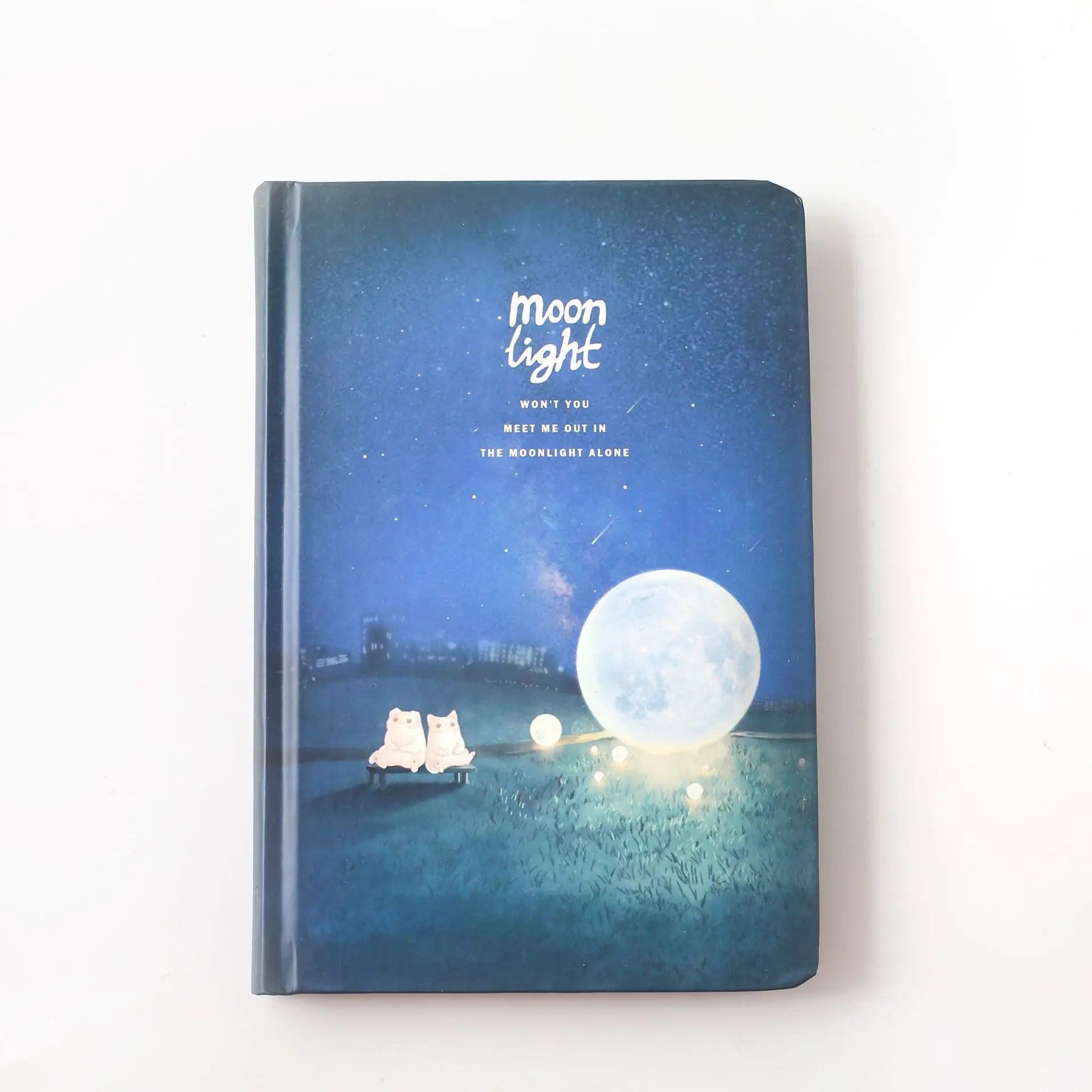 Creative Luminous Cat Moon Pattern Hardcover Black Inner Paper Journal Notebook