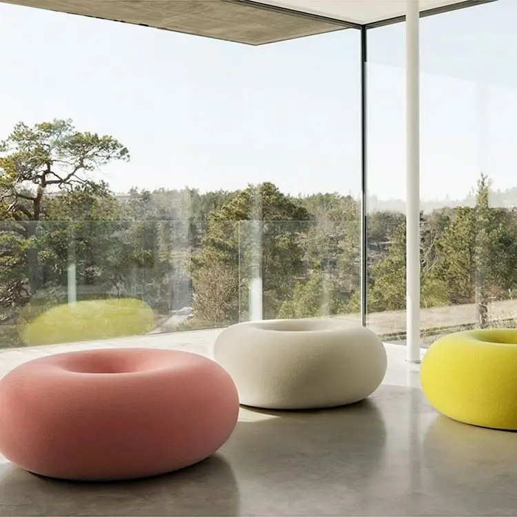 Designer Living Room Pouf Soft Doughnut Round Stool Legless Floor Ottoman for Home Sofa Side Lazy Chair