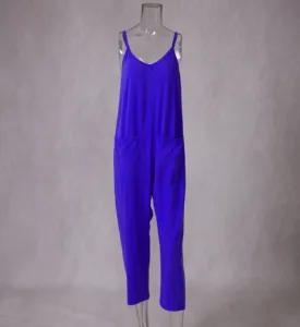 High Quality MemorieSea Jump Suits V-neck Strap Casual Pocket Loose Women's Jumpsuit