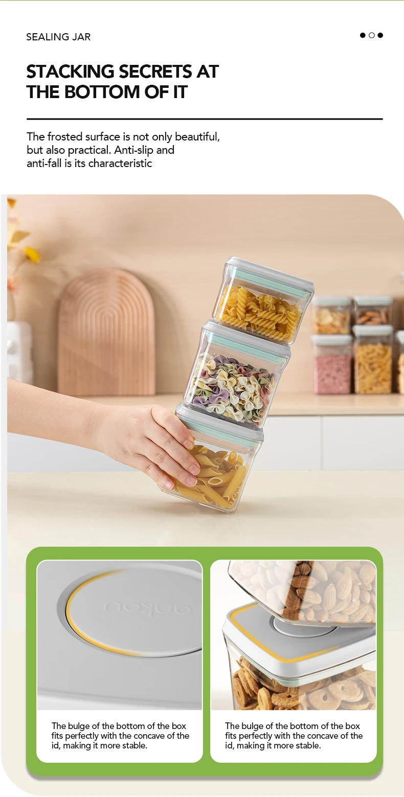 Ankou Airtight Pop Cereal Containers (Set) - 3300ml (3.5qt) Food Storage With Scoop - Stackable Kitchen Canisters - View #10