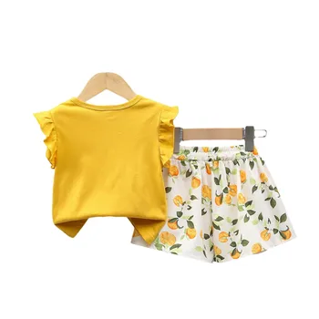 2025 Girls Trendy Summer Dress Casual Print Two-Piece Set with Short Sleeves New Thin Western Style Baby Girl Outfit