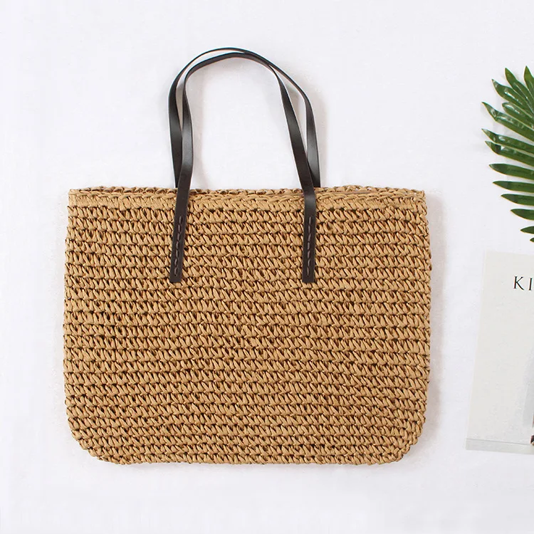 Straw-Paper Crochet Tote Bag for Women